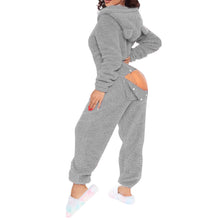 Load image into Gallery viewer, 80223 European and American Cross-Border New Style One-Piece Loungewear Sexy Open-Back Women's Long-Sleeve Jumpsuit with Hood Cute Furry