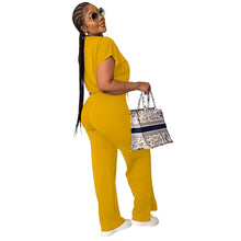 Load image into Gallery viewer, 10163 cross-border European and American Amazon summer drawstring short top high waist split women's trousers fashion two-piece suit