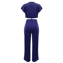 Load image into Gallery viewer, 10163 cross-border European and American Amazon summer drawstring short top high waist split women's trousers fashion two-piece suit