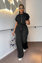 Load image into Gallery viewer, 10163 cross-border European and American Amazon summer drawstring short top high waist split women's trousers fashion two-piece suit