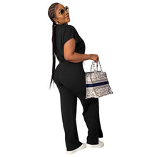 Load image into Gallery viewer, 10163 cross-border European and American Amazon summer drawstring short top high waist split women's trousers fashion two-piece suit