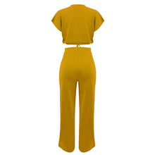 Load image into Gallery viewer, 10163 cross-border European and American Amazon summer drawstring short top high waist split women's trousers fashion two-piece suit
