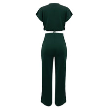 Load image into Gallery viewer, 10163 cross-border European and American Amazon summer drawstring short top high waist split women's trousers fashion two-piece suit