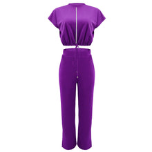 Load image into Gallery viewer, 10163 cross-border European and American Amazon summer drawstring short top high waist split women's trousers fashion two-piece suit