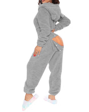 Load image into Gallery viewer, 80223 European and American Cross-Border New Style One-Piece Loungewear Sexy Open-Back Women's Long-Sleeve Jumpsuit with Hood Cute Furry