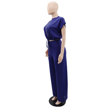 Load image into Gallery viewer, 10163 cross-border European and American Amazon summer drawstring short top high waist split women's trousers fashion two-piece suit
