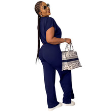 Load image into Gallery viewer, 10163 cross-border European and American Amazon summer drawstring short top high waist split women's trousers fashion two-piece suit
