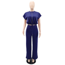 Load image into Gallery viewer, 10163 cross-border European and American Amazon summer drawstring short top high waist split women's trousers fashion two-piece suit