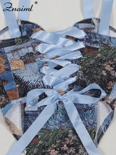 Lade das Bild in den Galerie-Viewer, Znaiml New Print Off Shoulder Bandage Crop Tops and Wide Legs Cargo Pants