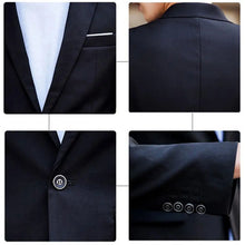 Load image into Gallery viewer, Men Suit Set Turndown Collar Lapel Pockets Buttons Groom Suit Set Solid Color Suit Pants Two Pieces Set Stylish Men Sets