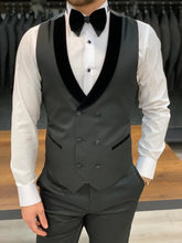 Load image into Gallery viewer, Mens Suits Wave Point Three Pieces Men Dress Suits Casual Commuter Office Business Suits for Wedding (Blazer+Vest+Pants)