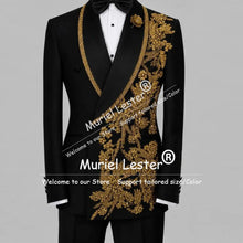 Load image into Gallery viewer, Men's Rhinestone Beaded Appliques Groom Single Breasted Slim Fit Suit Outfit