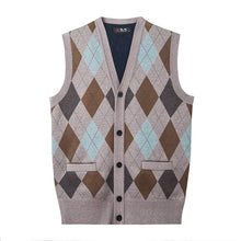 Load image into Gallery viewer, Mens Business Casual Knit Vest Winter V Neck Suit Vest Single Breasted Cardigan Vest