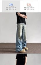 Lade das Bild in den Galerie-Viewer, Spring and Autumn Men and Women Trendy Personalized Straight Tube Inkjet Laundry Jeans American Couple Loose Retro Casual Pants