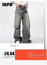 Load image into Gallery viewer, IEFB Fashion Loose Men's Straight Denim Pants American Style Casual Worn-out Design Wide Leg Jeans Summer New Trend 9C6256