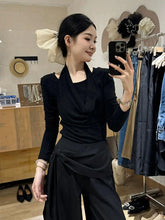 Load image into Gallery viewer, Women's 2-Piece Set: Wrap-Front Long-Sleeve Top Wide-Leg Pants