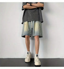 Load image into Gallery viewer, Embroidered Denim Shorts Men's Summer American Retro Street Five-point Pants Trendy Brand Trendy Loose