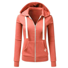 Load image into Gallery viewer, Autumn/Winter New Women'sPersonalized Fashion Sports Hoodie Long Sleeve Drawstring Pocket Zipper Coat Woolen Sweater Top CYXX386