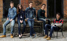 Load image into Gallery viewer, Designer Men Retro Green Blue Slim Fit Ripped Jeans Men