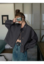 Load image into Gallery viewer, Standing Collar Short Hem Drawstring Trench Coat