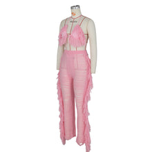 Load image into Gallery viewer, Sexy Two Piece Pant Sets Women Hollow Out Trousers Matching Sets Strapless Tassels Hole Pencil Pants Suits High Street Summer
