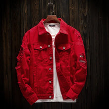 Load image into Gallery viewer, Men's Long-sleeve Orange Denim Jackets