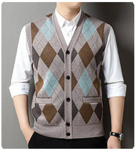 Load image into Gallery viewer, Mens Business Casual Knit Vest Winter V Neck Suit Vest Single Breasted Cardigan Vest