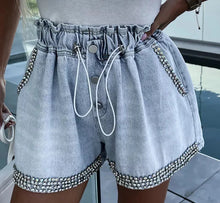 Load image into Gallery viewer, Denim Shorts for Women Streetwear Fashionable and Casual Rhinestone Versatile Y2k Cowboy Half Pants for Female Summer 2024 New