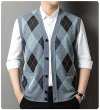 Load image into Gallery viewer, Mens Business Casual Knit Vest Winter V Neck Suit Vest Single Breasted Cardigan Vest