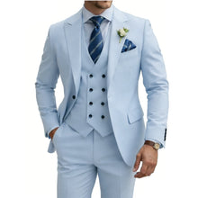 Load image into Gallery viewer, Mens 3 Piece Slim Fit Double Breasted Suit