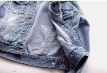 Load image into Gallery viewer, Denim Short Jacket for Women Short Autumn Winter Korean Long-sleeved Slim Hooded Versatile