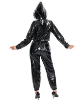Load image into Gallery viewer, Women's Hooded Sexy PU Leather Loose Solid Color PVC Shiny Wet Jumpsuit