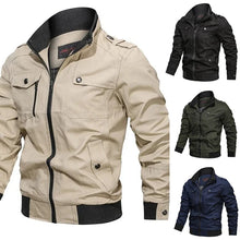 Load image into Gallery viewer, 2023 new Pilot Bomber Jacket Coats Mens Cotton Cargo Jackets With Zipper Pockets Retro Casual Work Jacket Male Clothing Outwear