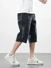 Load image into Gallery viewer, 8XL Summer Men's Jeans Denim Breeches Calf-Length Casual Shorts Washed Cotton Drawstring Straight Capris Pants Big Size