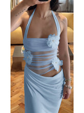 Charger l'image dans la galerie, Dulzura Summer Halter Backless Flower Decoration Sheer Mesh Long Dress