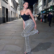 Lade das Bild in den Galerie-Viewer, Color Block Stripes Women High Waist Loose Sweatpants