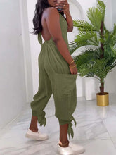 Load image into Gallery viewer, Halter Tied Detail Pocket Design Jumpsuit