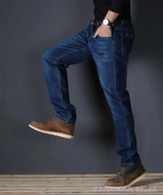 Load image into Gallery viewer, Men's Stretch Blue Men's high waist 130kg Oersized Slim Jeans