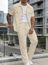 Load image into Gallery viewer, Men's Summer Fashion Comfortable Casual Sports Two-Piece Suit Workwear Shirt And Pants Set Short Sleeve Shirt