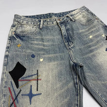 Load image into Gallery viewer, Trendy Edgy And Stylish Men's With Patchwork Embroidery And Prints Loose-fitting Straight Leg Jeans