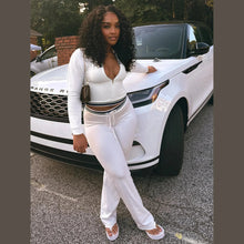 Load image into Gallery viewer, Women Fleece Tracksuit Half-Zip Top Drawstring Wide Leg Two Piece Set