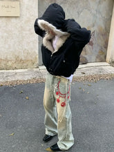 Lade das Bild in den Galerie-Viewer, Fur Collar And Velvet Padded Warm Hooded Coat