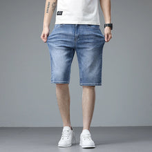 Load image into Gallery viewer, Summer Thin Men Korean Fashion Stretch Denim Shorts Classic Washed Straight Fit Knee Length Casual Versatile Jean Short Pants