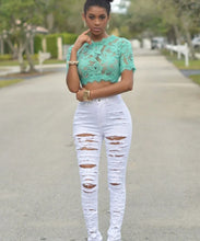 Lade das Bild in den Galerie-Viewer, High Waist Ripped Jeans for Women Skinny Black