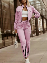 Lade das Bild in den Galerie-Viewer, Women's New Zipper Long Sleeve Lace Up Fashion Suit
