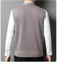 Load image into Gallery viewer, Mens Business Casual Knit Vest Winter V Neck Suit Vest Single Breasted Cardigan Vest
