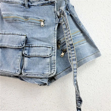 Load image into Gallery viewer, New Women's Denim Shorts Irregular Multiple Pockets Design Summer Short Jeans Y2k Streetwear High Waist Wide Leg Shorts Skirts