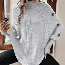 Charger l'image dans la galerie, Twisted Sweater Turtleneck Button Bat-sleeve Design Pullover