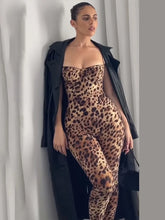 Lade das Bild in den Galerie-Viewer, Weird Puss Sleeveless Leopard Print Stretch Jumpsuit