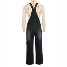 Load image into Gallery viewer, High Waisted Zip Denim Pockets Cargo Jeans Jumpsuits